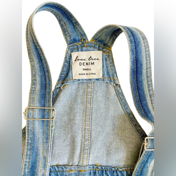 ✨Love Tree✨ Denim Overalls Mini Dress Size S - Picture 7 of 8